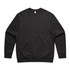 A black crew jumper with long sleeves and a classic round neckline. It features a simple design with no visible logos.