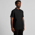 A black button-up shirt with short sleeves, featuring a subtle logo on the pocket area.
