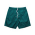Teal beach shorts with an elastic waistband and drawstring, featuring a plain design and a small logo.
