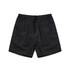 Black sports shorts featuring an elastic waistband and drawstring. The shorts have a simple design and no visible branding.
