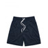 Navy sports shorts with an elastic waistband and drawstring, featuring a simple design and no visible logos.