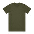 A classic olive green t-shirt featuring a round neckline and short sleeves. The shirt has a logo on the label.