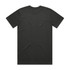 A plain black t-shirt featuring a classic design and a logo on the back.