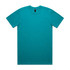 A teal classic tee displayed flat, featuring a round neckline and short sleeves. The shirt includes a logo tag.