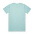 A light blue T-shirt featuring a plain back design and a logo on the neckline.