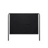 A black canvas half apron featuring a front pocket and ties for securing behind the waist.