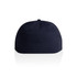A navy blue cap with a structured design and a logo on the front, featuring ventilation holes.