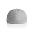 A grey cap with a rounded shape and a logo on the back.