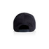 A navy cap featuring a fitted style and an adjustable strap at the back. It includes a branding logo.