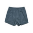Grey boxer shorts featuring a loose fit and an elasticised waistband, with a small branding logo.