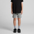 Youth stadium shorts in light grey, featuring a comfortable fit and a stylish design, paired with black shoes and grey socks.