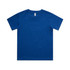 A blue classic kids' t-shirt with short sleeves and a plain design, featuring a logo tag.