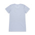 A light blue T-shirt with a crew neck and short sleeves. The back view features a plain design.