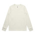 A long-sleeve t-shirt in a light cream colour, featuring a simple design and a single logo.