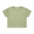 A cropped tee in a soft green colour, featuring a minimalist design and a label at the neck.