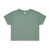 A green crop tee with a relaxed fit and short sleeves, featuring a subtle logo.