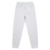 A pair of light grey track pants with an elastic waistband and side pockets. Features a logo at the front.