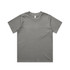 A grey T-shirt with a classic fit, featuring a simple design and a logo tag on the inside label.