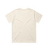 A classic beige t-shirt with short sleeves and a plain back, featuring a logo. Ideal for casual wear.