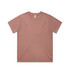 A brown t-shirt with short sleeves and a round neckline, featuring a branding label inside.