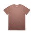 A brown heavy faded t-shirt with short sleeves and a crew neck. It features a logo on the label.