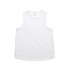 A white singlet tank top featuring a logo. The design is simple and suitable for various occasions.