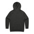 A black hoodie featuring a spacious hood and long sleeves, with a simple design and no visible branding.