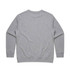 A grey crew jumper with long sleeves and a classic fit. It features a logo on the back.