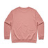 A pink crew jumper with a plain back design. It features a ribbed hem and cuffs.
