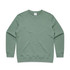 A green crew jumper featuring long sleeves and a round neckline. The garment has a subtle branding detail.