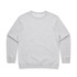 A grey crew jumper featuring long sleeves and a simple design. It has a logo on the label.