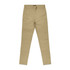 A pair of light khaki slacks with a fitted style, featuring a waistband and front pockets. The product has a logo.