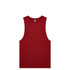 A red singlet tank top with a simple design and a label inside. It features a brand logo.