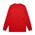 A red long-sleeve T-shirt displayed from the back, featuring a plain design and fitted sleeves.
