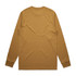 A long-sleeve tee in a warm mustard colour, featuring a simple design and a branding logo.