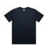 A black t-shirt with short sleeves and a crew neck, featuring a logo on the label.