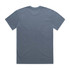 A faded blue t-shirt with a crew neck and short sleeves. The back is plain with no graphics or logos.