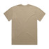 A faded beige T-shirt displayed flat, featuring short sleeves and a back view. It has a simple design with a logo.