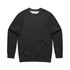 A black jumper with long sleeves and a crew neckline, featuring a branded label inside.