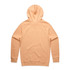 A plain peach-coloured hoodie with a hood and raglan sleeves, featuring a small logo on the back.