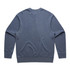 A blue sweater with long sleeves and a rounded neckline, featuring a plain back and a subtle hem.