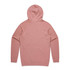 A pink hoodie with a hood and long sleeves, featuring a plain back design.