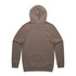 A premium hoodie in a muted brown colour, featuring a hood and long sleeves, with a logo on the back.