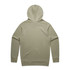 A premium hooded jumper in olive green, featuring a simple design and a logo. The back view showcases its classic cut.