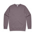 A grey jumper with long sleeves and a rounded neckline, featuring a small logo on the front.