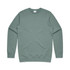 A green crew jumper with a classic fit and long sleeves, featuring a simple design and a logo.