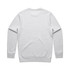 A grey sweater with long sleeves and a crew neck, featuring a logo on the back.