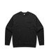 A black crew jumper with a pocket on the left chest and long sleeves, featuring a seamless design.