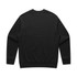 A black crewneck sweater designed with a relaxed fit, featuring long sleeves and a solid back.