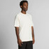 A plain cream-coloured T-shirt with short sleeves, featuring a logo on one side.
